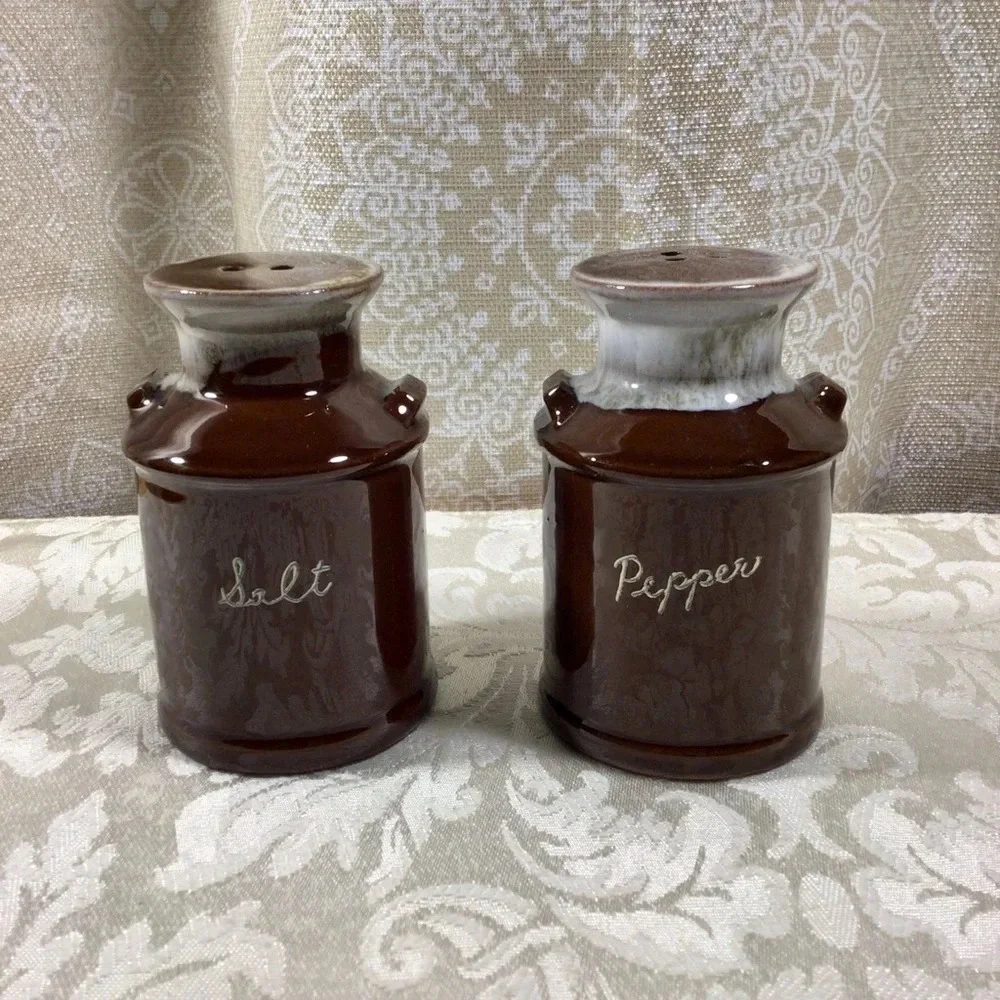 Vintage Brown Milk Can Salt and Pepper Shakers - Made in Japan